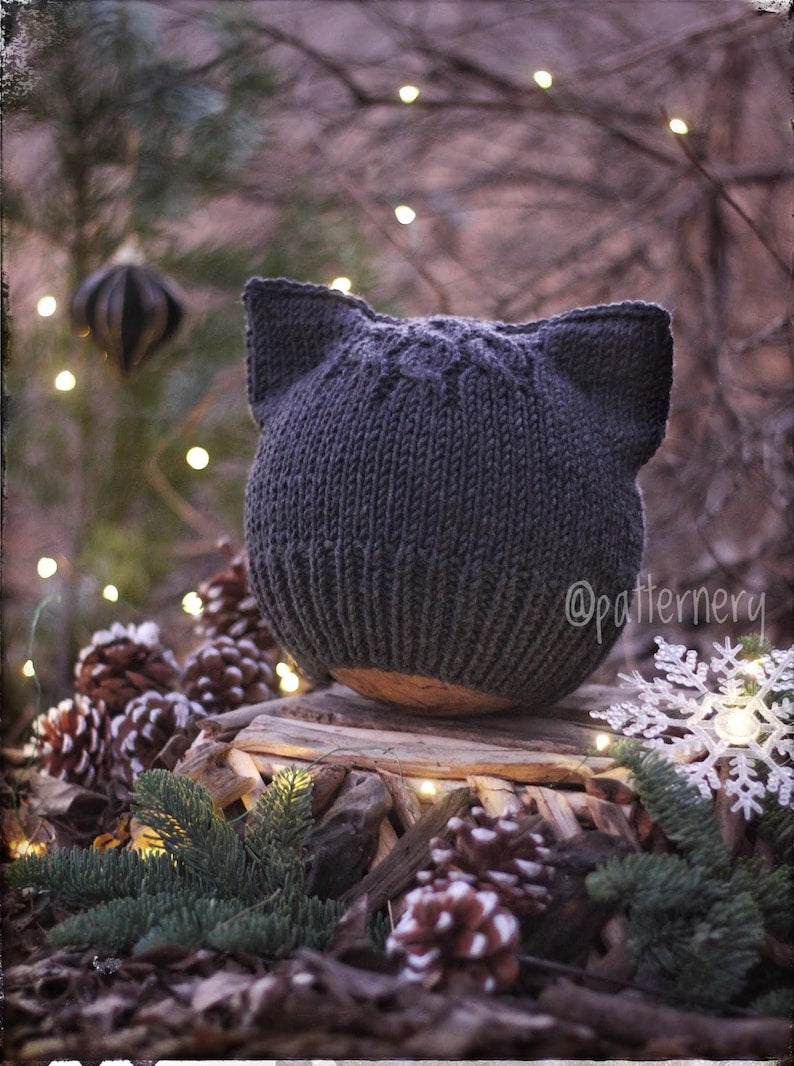 KNITTING PATTERN - Simple Kitten or Fox Ears Beanie